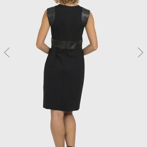 Joseph Ribkoff Black Faux Leather Panel Dress - Picture 2 of 7